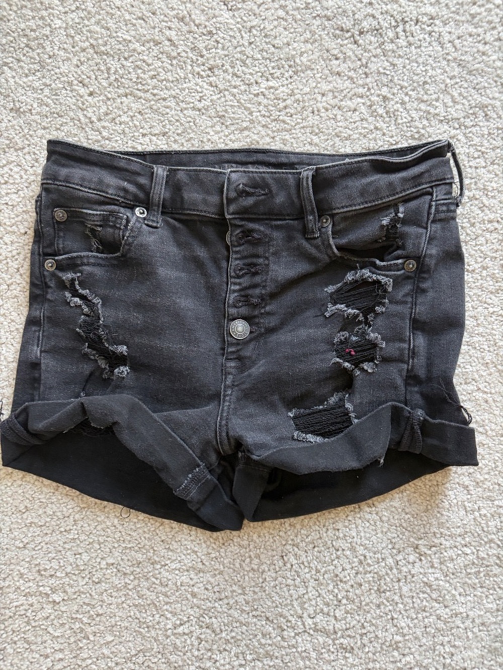 American Eagle Black Distressed Women’s Denim Shorts